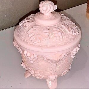 Pink Vintage Cream Ceramic Lidded Jar